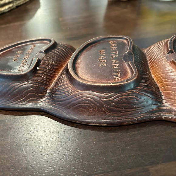 Vintage Unique Retro California Santa Anita Ware Pottery Leaf Divided Dish Tray - Picture 9 of 11